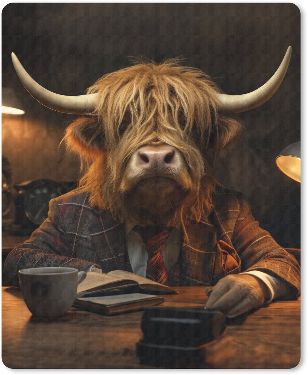 Muismat 19x23 cm - Mousepad Schotse hooglander - Dier - Pak - Bureau - Muismatten