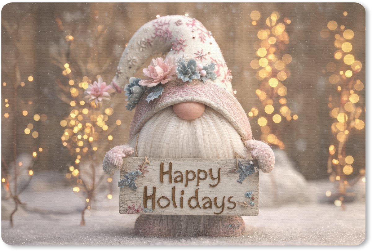 Muismat 27x18 cm - Mousepad Kerst - Gnome - Bord - Kleurrijk - Muismatten