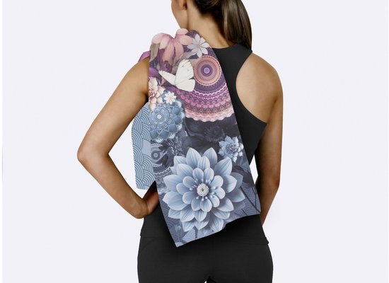 Yoga/Reishanddoek 75x180 cm - Mandala en Bloemen Print - Multi - 1 Persoons - 100% Microvezel - Oeko-Tex Gecertificeerd van Merkloos — afbeelding 3