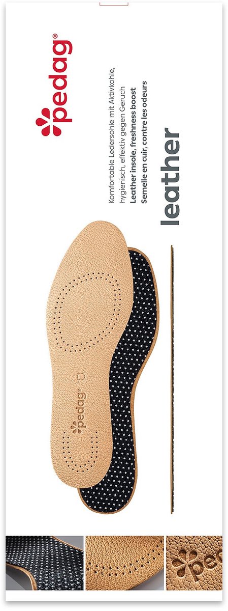 Pedag Leather | Inlegzolen | Plantaardig gelooid leer | Bestrijdt geur | Maat: 36 t/m 48