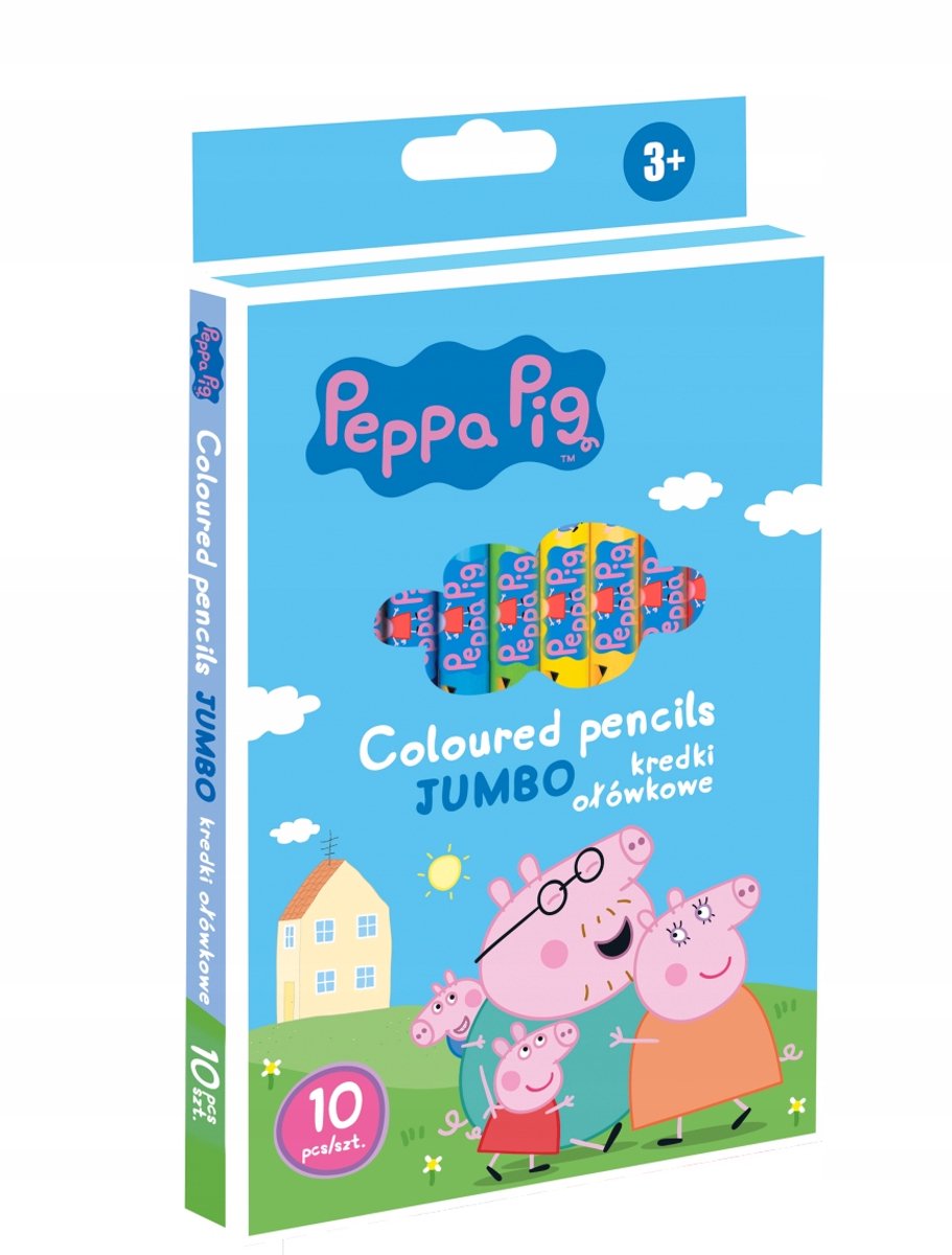 Peppa Pig Jumbo Driehoekige Kleurploden - 10 Levendige Kleuren