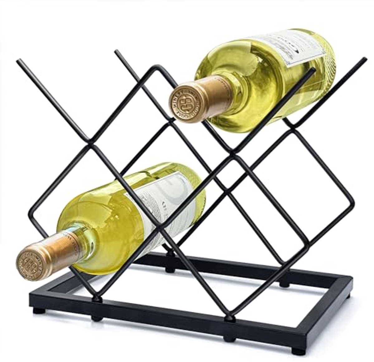 Klein Wijnrek voor 5 Flessen - Modern Zwart Wijnflessenhouder voor Keuken en Bar