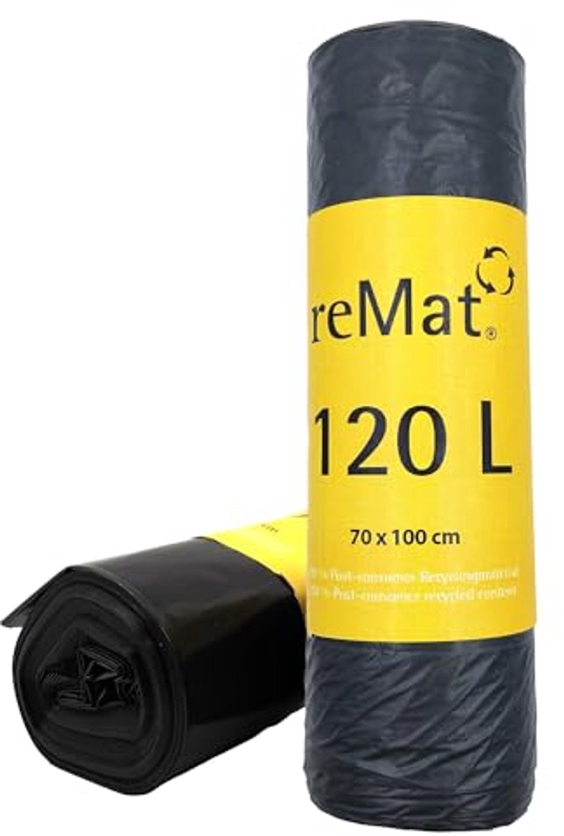 Afvalzakken 120L van 100% gerecycled materiaal - Scheurvast en geurloos voor afvalinzameling