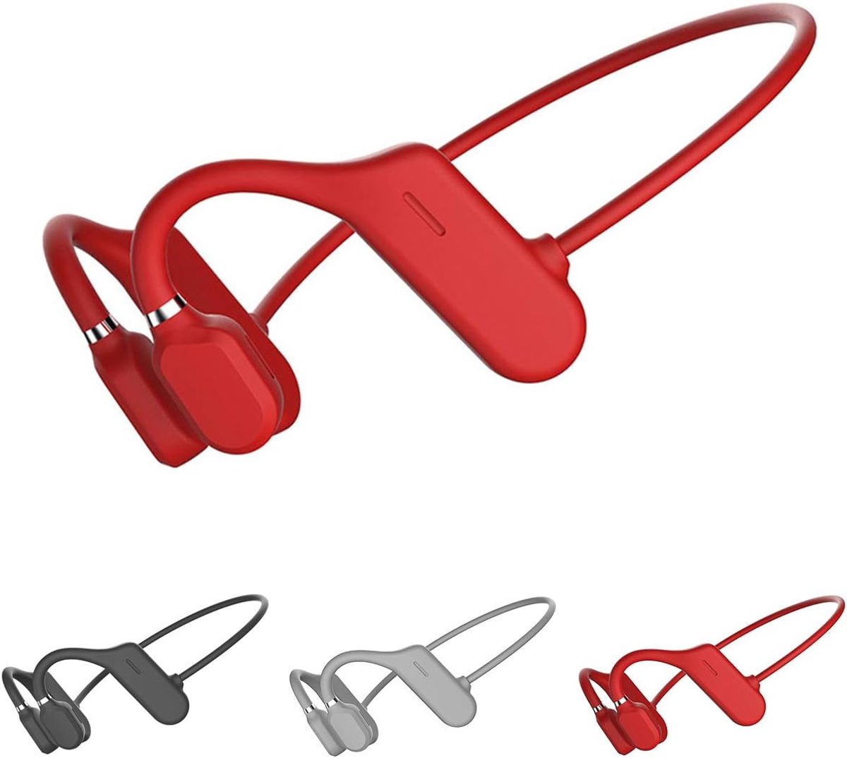 Bluetooth Bone Conduction Hoofdtelefoon – Open Ear Draadloze Sport Oortelefoon met Microfoon, HiFi Stereo Geluid, Ideaal voor Fietsen, Hardlopen en Fitness – Rood