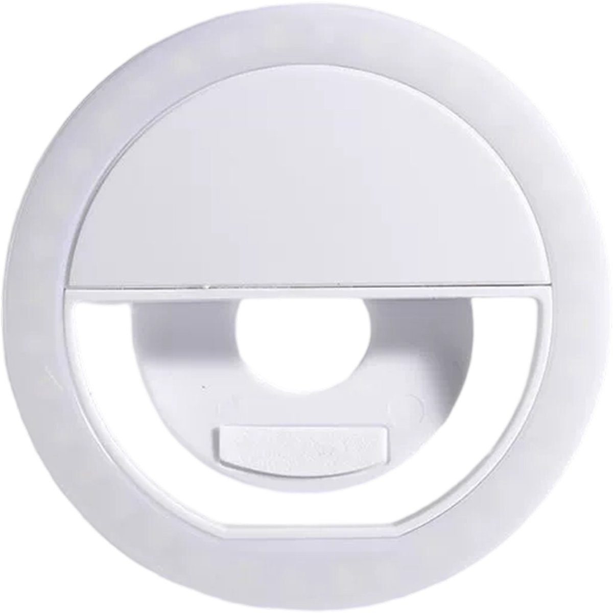 longziming -Draagbare Ringlamp – 180° Draaibaar – 3 Helderheidsniveaus – USB-C Oplaadbaar – Voor Smartphone & Laptop – Wit – 1 Stuk