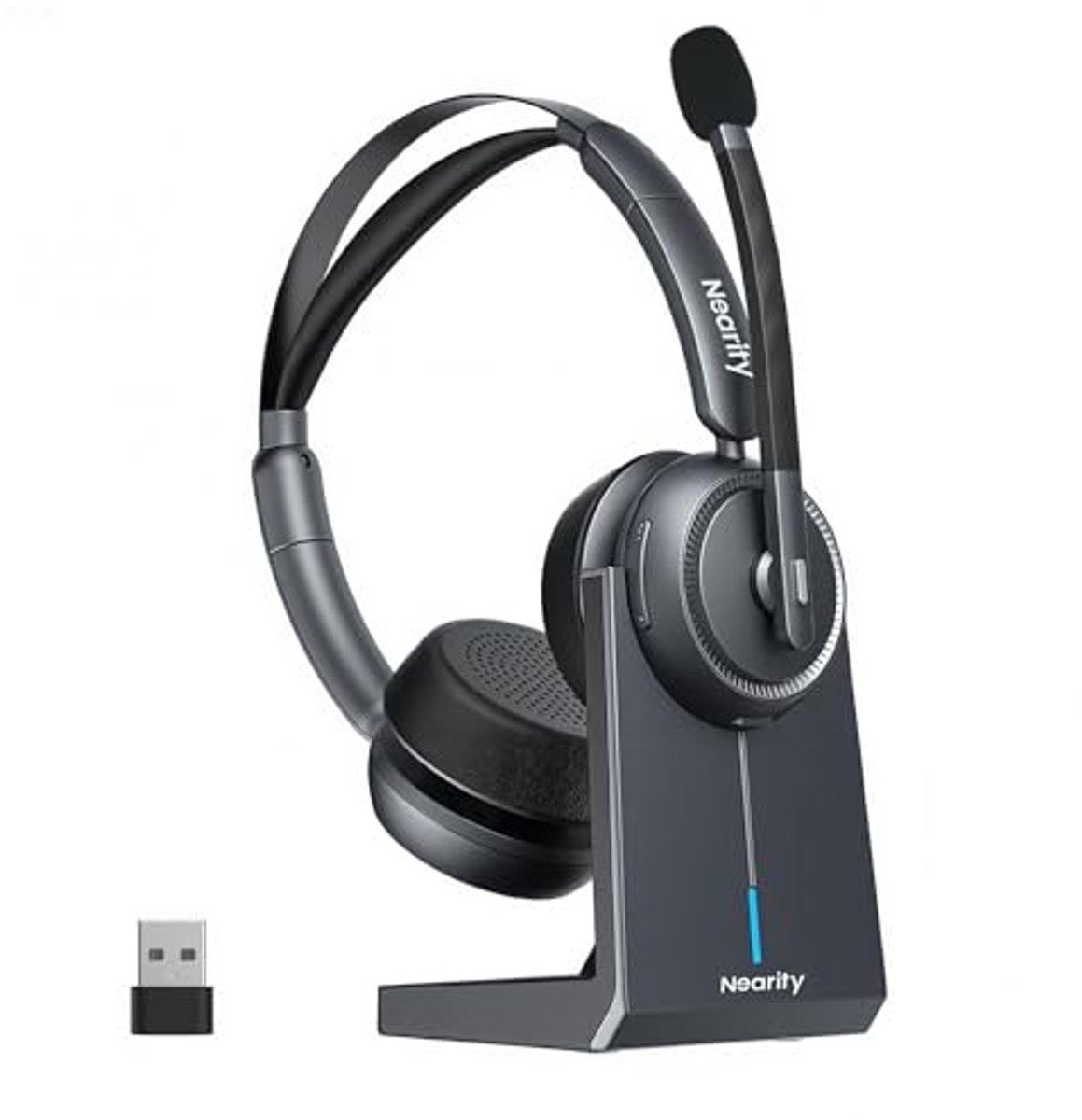 Draadloze headset met microfoon voor kantoor en thuis - Bluetooth headset met ruisonderdrukking en USB-aansluiting