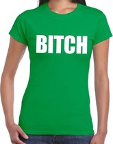 BITCH tekst t-shirt groen dames XS