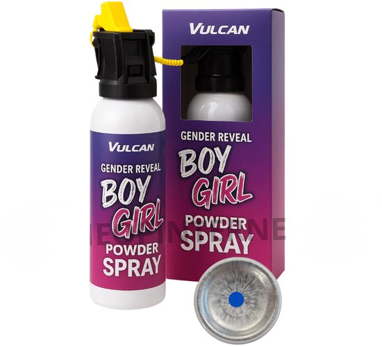 Vulcan - Gender reveal Brandblusser - rookkanon - Blauw - Gender reveal - Gender reveal versiering - Babyshower - Poederspray