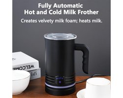 Elektrische melkopschuimer, 430 ml, roestvrij staal, anti-aanbaklaag, warm en koud melkschuim voor cappuccino, latte, mokka, macchiato, melkopschuimer