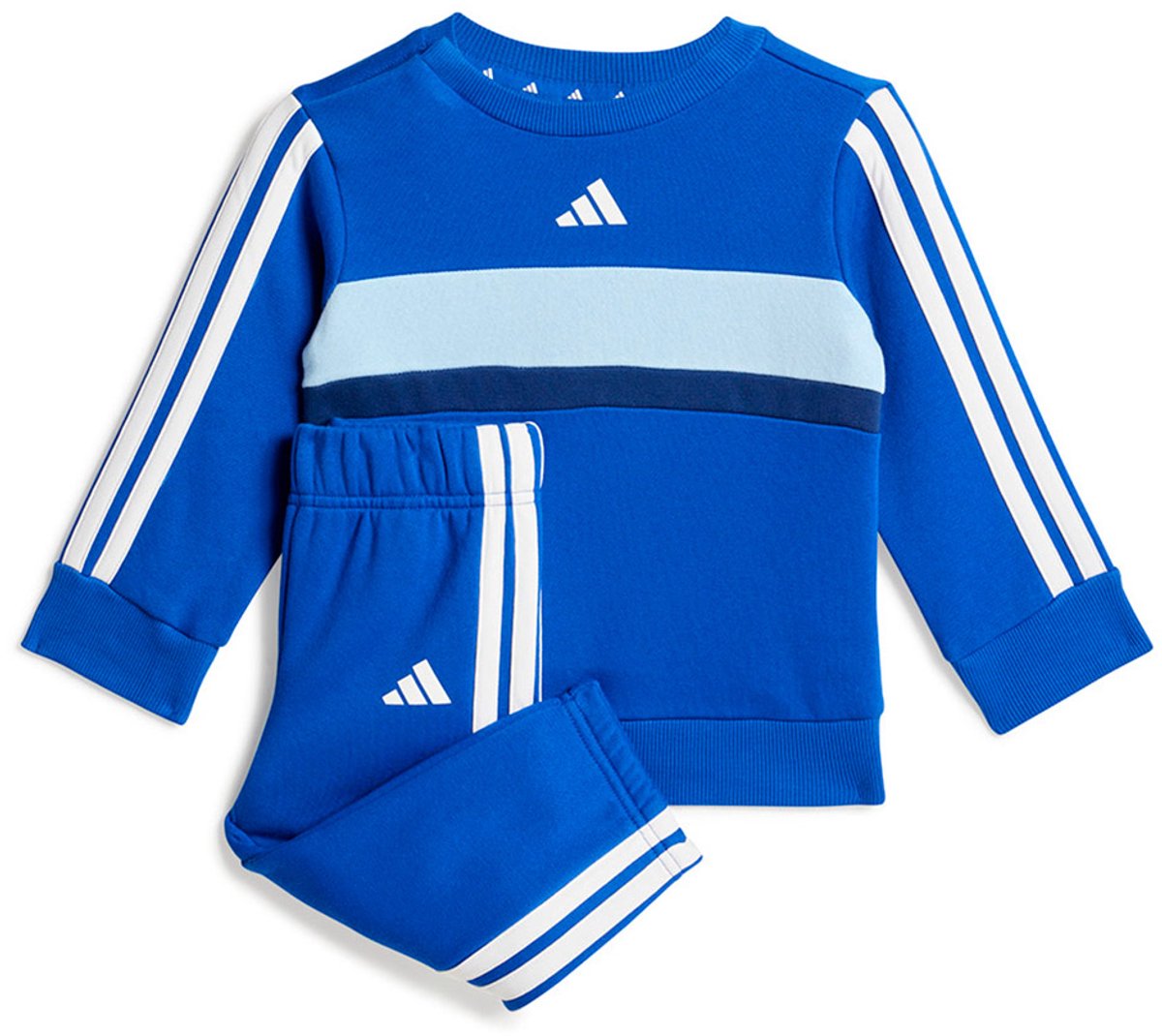 Adidas Seasonal Essentials Tiberio 3 Stripes Fleece Crew Set 9-12 Months Jongens Meisjes Blauw