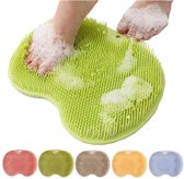 Douchemat - badmat antislip - Voetreinigingspad, rugscrubpad, exfoliërende badscrubpad, antislip zuignap voor aan de muur - Geschikt voor mannen en vrouwen (groente)