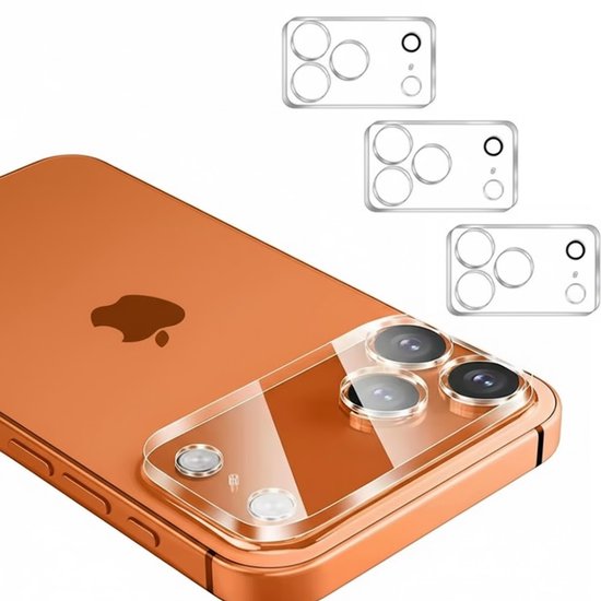 Shield d'objectif d'appareil photo Casemania compatible avec Apple iPhone 17 Pro - 3 pièces - 3x Protection d'objectif d'appareil photo en Glas trempé - Protection d'appareil photo