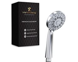 MARKENZEUG© Premium douchekop I douchekop geschikt voor elke douche I hoogwaardige handdouche I douchekop met 5 straalsoorten & praktisch zelfreinigend siliconen mondstuk I douchekop met hoge druk