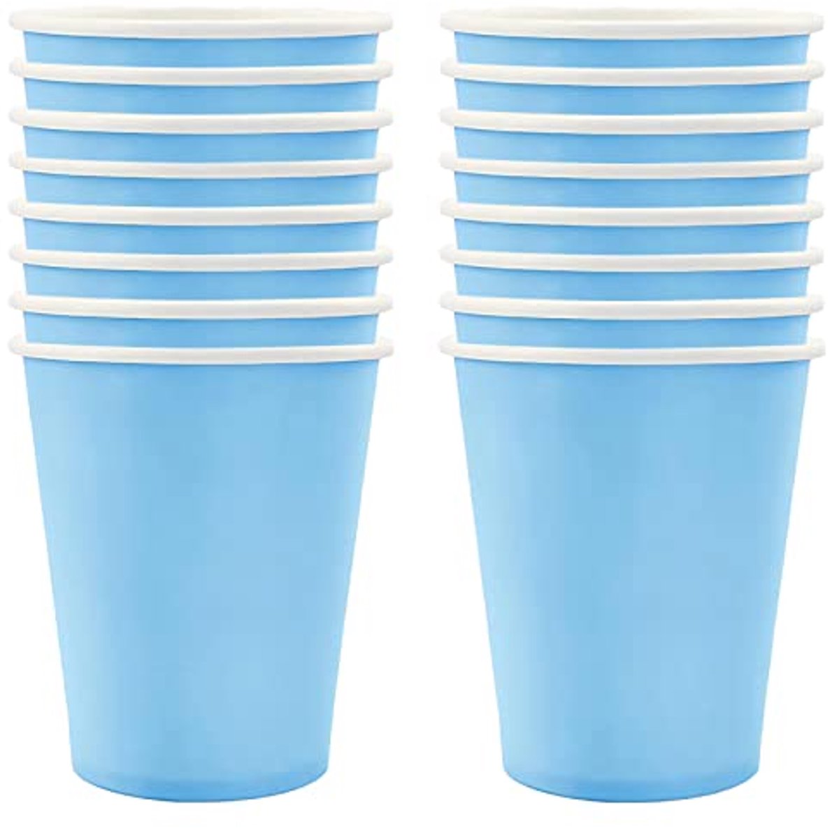 Image of 16 stuks lichtblauwe papieren feestbekers, babyblauw feestservies decor macaron blauw papieren beker lichtblauwe borden voor kinderen jongens verjaardag babyshower bruiloft feestartikelen