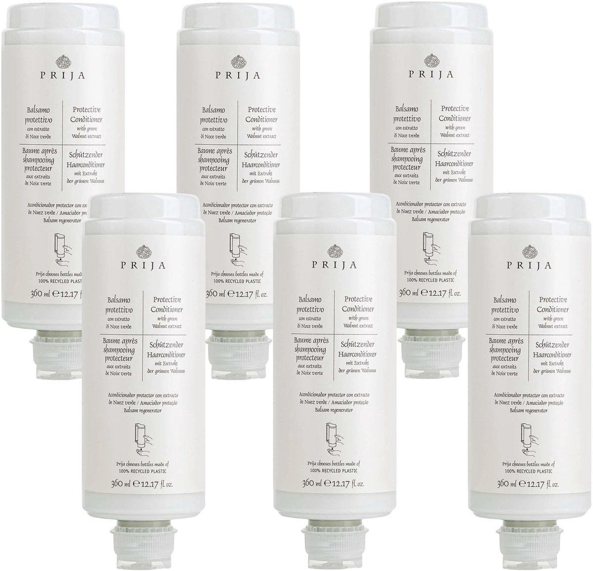PRIJA NATUURLIJKE conditioner voor het haar met walnootextract VEGAN, navulling voor dispenser 360 ml - 6 Stuk