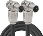 Hirschmann Coax Cable Ziggo.nl & Telenet.be - Câble TV - 1,50 mètre - Câble coaxial TV Koka-799 - Câble coaxial Ultra HD 4k - Câble d'antenne IEC 4G Proof - Male (KOSWI 5) à Femelle (KOKWI 5) Coudé - Zwart