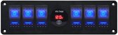 Panneau de commutation ProRide® 12V pour voiture/bateau - Voltmètre universel avec interrupteur marche/arrêt - 12/24V - 6 interrupteurs - Rouge