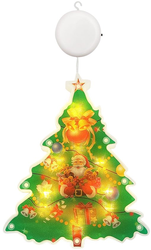 Sapin de Noël Éclairage de Noël - 15 x 18 cm - Piles incluses - Décorations de Noël avec ventouse