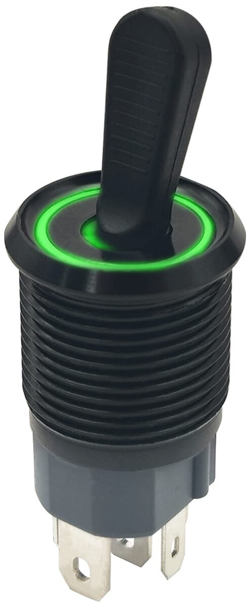 ProRide Metalen Tuimelschakelaar 12-24V OFF-ON - Inbouw - 16mm - LED indicatie Groen