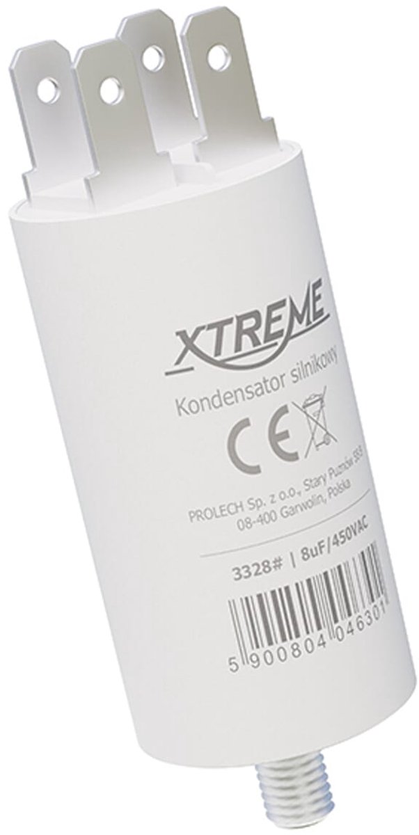 XTREME Motorcondensator 8µF 450V AC - Met Faston Aansluitingen - Start/Bedrijf