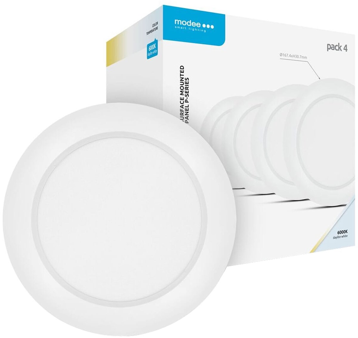 Modee LED Paneel Rond Opbouw - 18W - 1980lm - 16.7x3cm - 6000K - Koel Wit - Voor Vergaderruimte, Kantoor of Werkplaats - 4 stuks