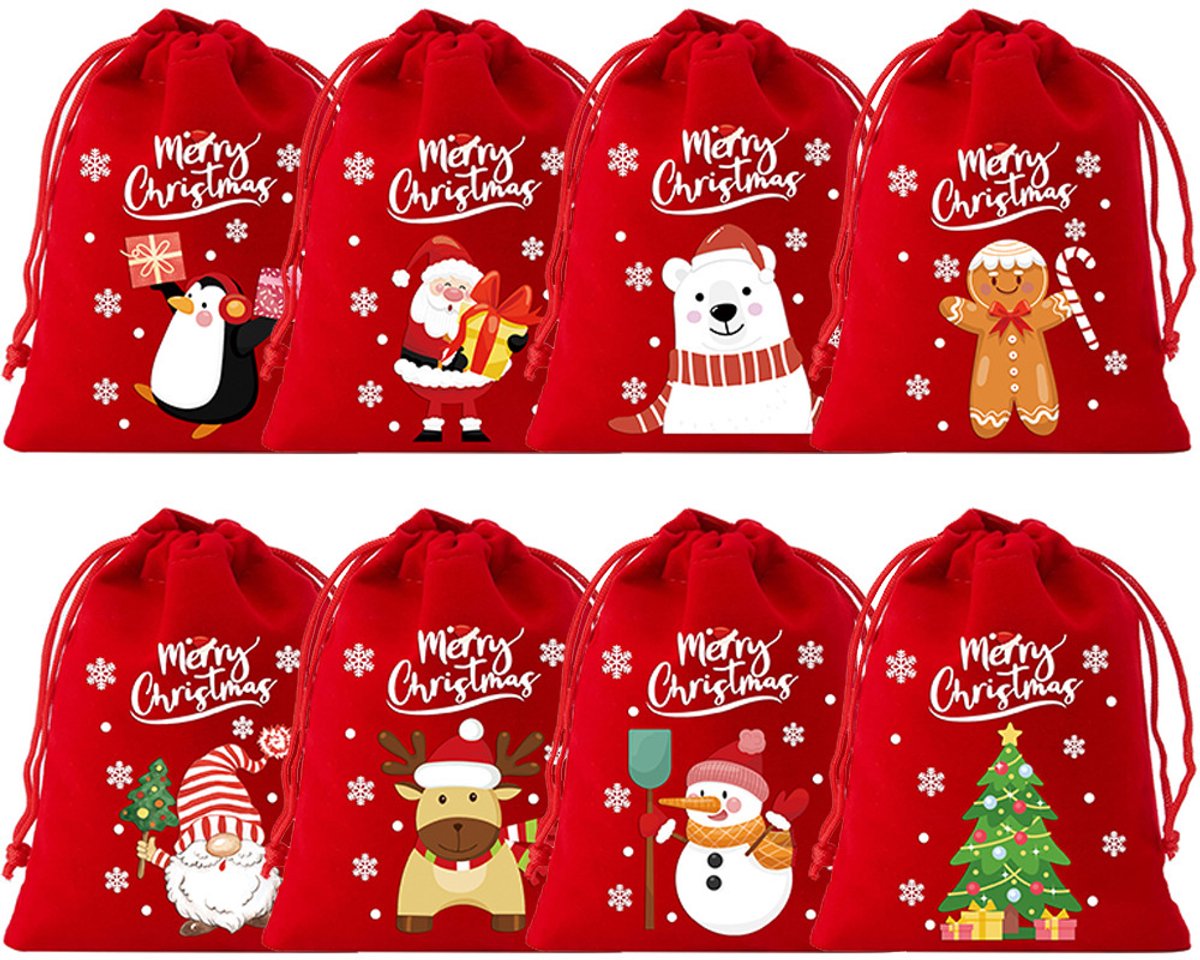 Kerst linnen trekkoordtas met feestelijke verpakking en cadeau-uitstraling