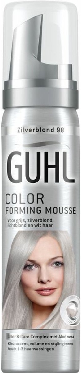 1 x Guhl - Kleurmousse - Zilverblond No. 98 - 75 ml - Kleuraccent - Zilverblond - Haarverf - Haarverf Mousse - Haarverf Zilverblond