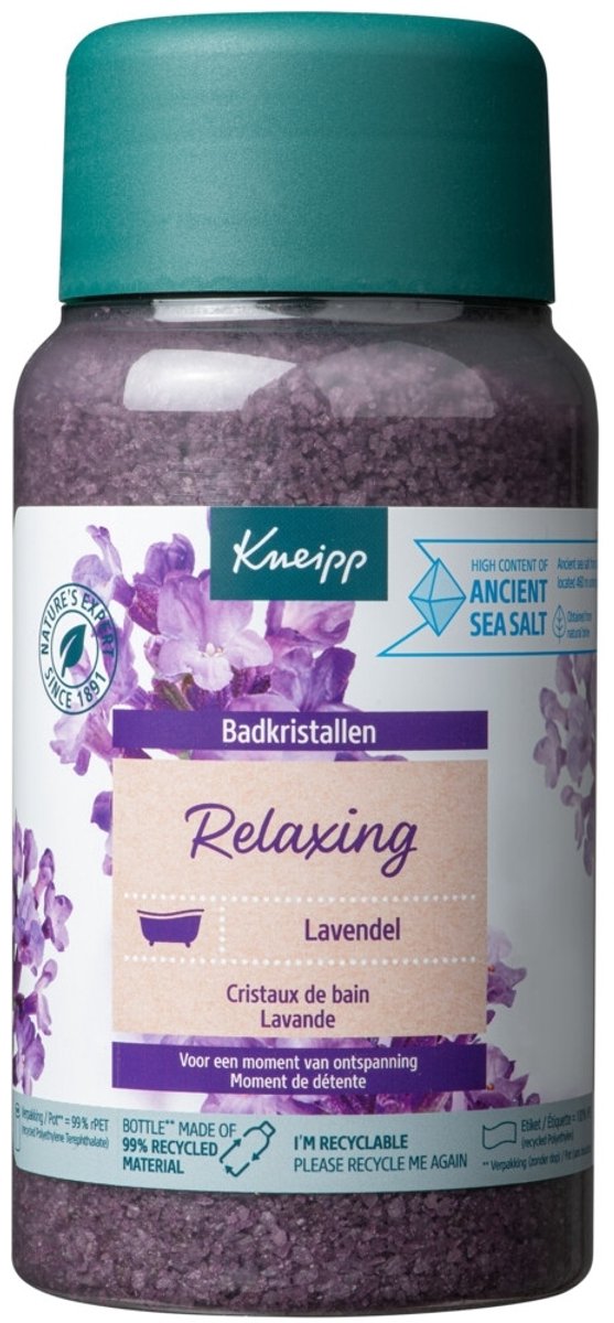 1 x Kneipp - Badzout - Badkristallen - Lavendel - 600 g - Badkristallen Lavendel - Ontspanning Bad - Thermaal Zout - Badzout - Kalmerend Bad