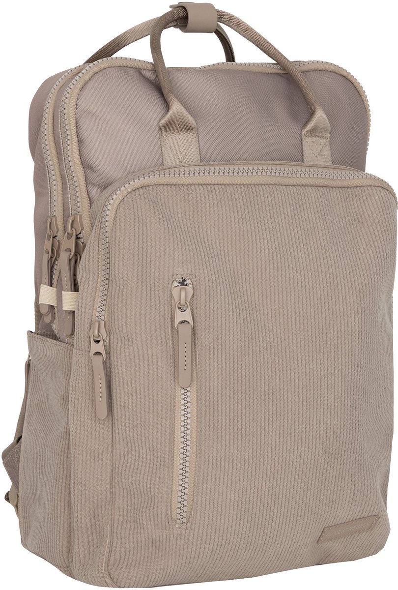 New Rebels Ribbi Milwaukee – Laptoptas Schooltas Werktas 15.6 inch Laptopvak Rugzak Rib Fabric 18L Taupe