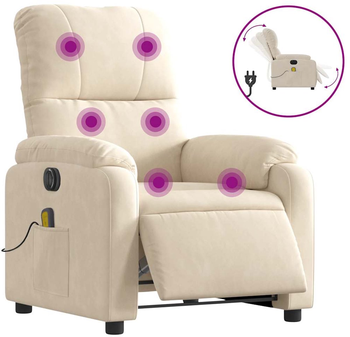 vidaXL Massagestoel - elektrisch - verstelbaar - microvezelstof - beige