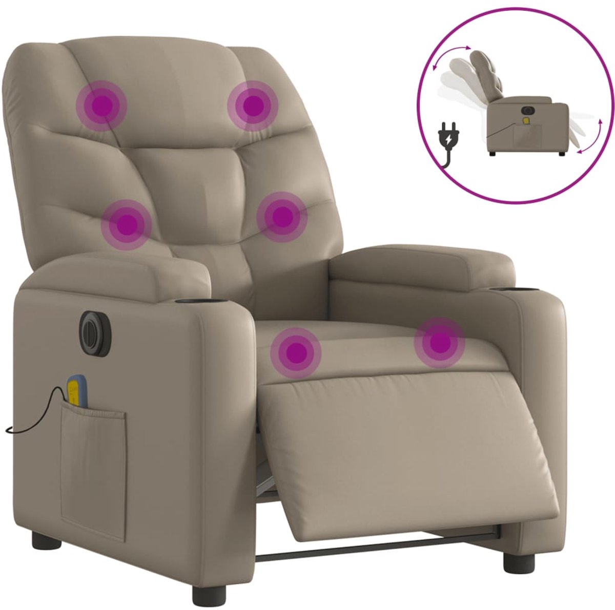 vidaXL Massagestoel - verstelbaar - elektrisch - kunstleer - cappuccinokleurig