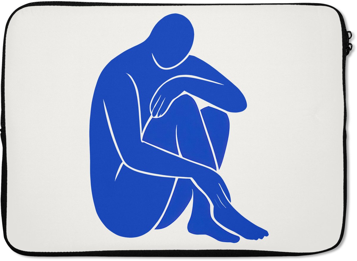 Laptophoes 13 inch - Lichaam - Abstract - Blauw - Laptop sleeve - Binnenmaat 32x22,5 cm - Zwarte achterkant