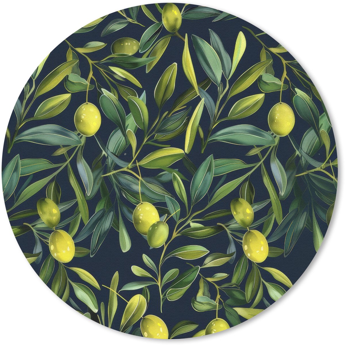Muismat rond 40x40 cm - Mousepad Citroenen - Bladeren - Natuurlijk - Ronde muismatten