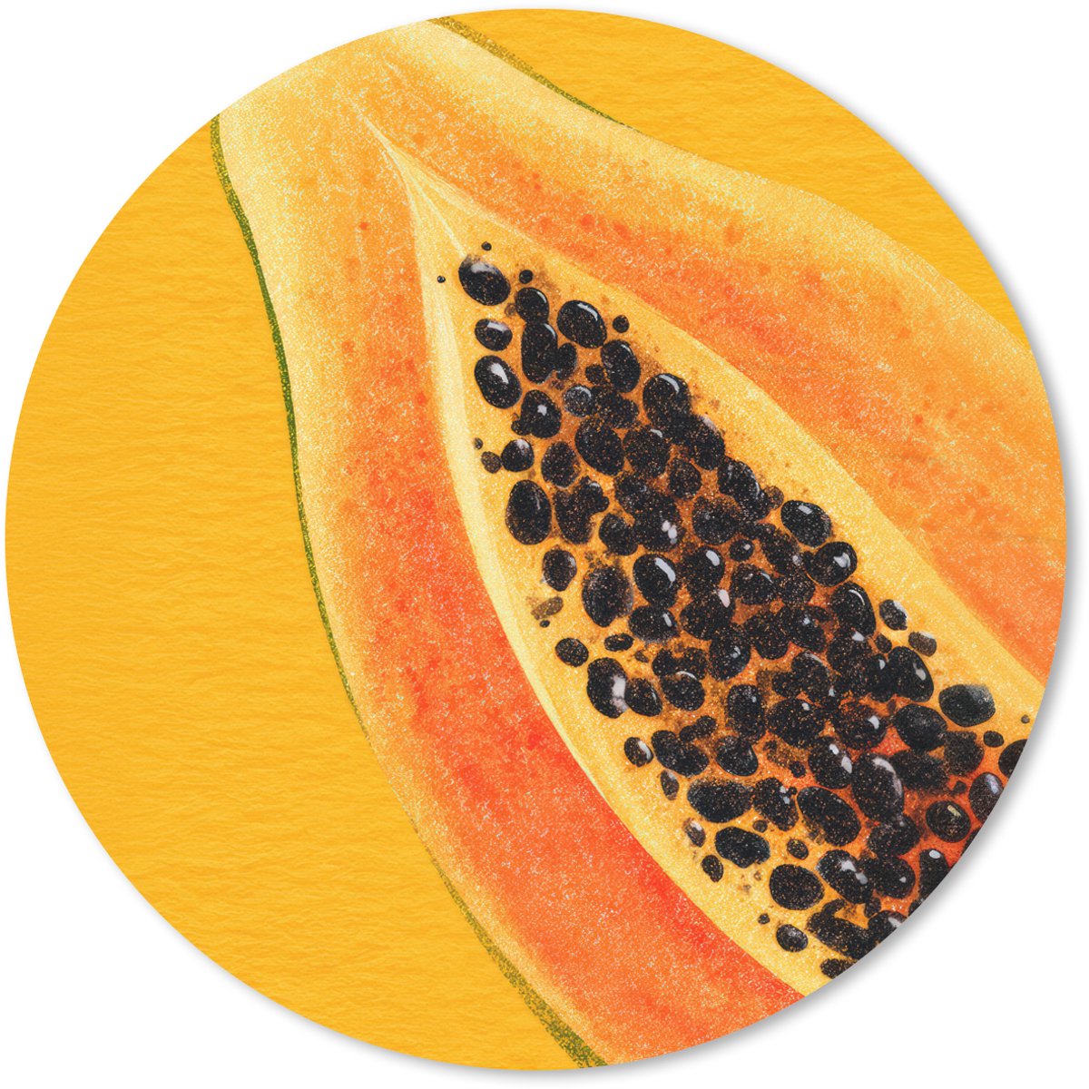 Muismat rond 30x30 cm - Mousepad Papaja - Oranje - Topisch - Ronde muismatten