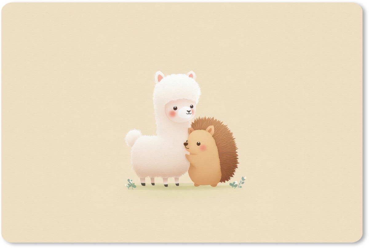 Muismat 27x18 cm - Mousepad Alpaca - Egel - Bruin - Knuffelen - Muismatten