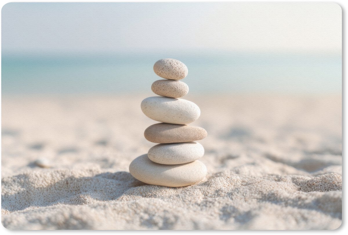 Muismat 27x18 cm - Mousepad Stenen - Stapel - Zand - Zee - Muismatten