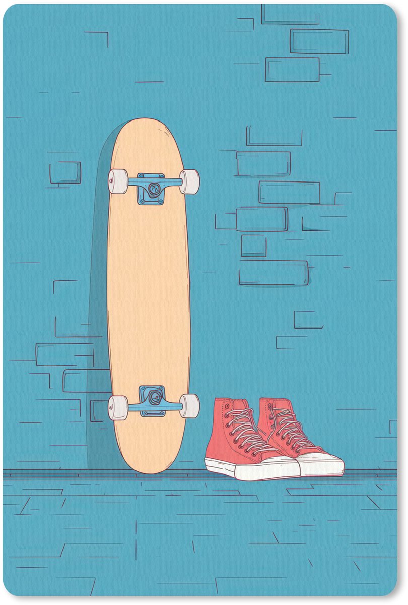 Muismat 18x27 cm - Mousepad Skateboard - Gympen - Rood - Minimalistisch - Muismatten
