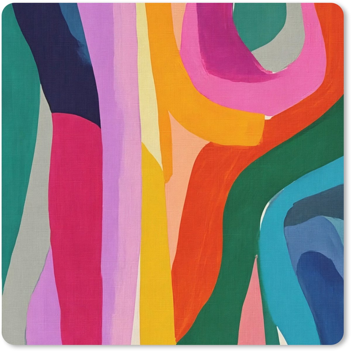 Muismat XXL 80x80 cm - Bureau onderlegger - Bureau mat Abstract - Kleurrijk - Golven - Lijnen - Bureaumat - Gaming mousepad xl - Bureaulegger groot - Computer deskmat