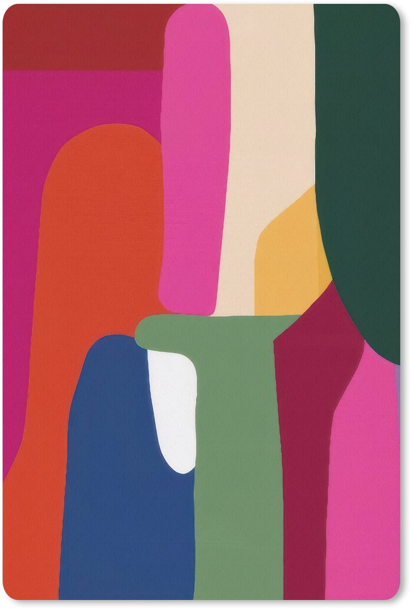 Muismat 18x27 cm - Mousepad Kleurvakken - Recht - Rond - Abstract - Muismatten