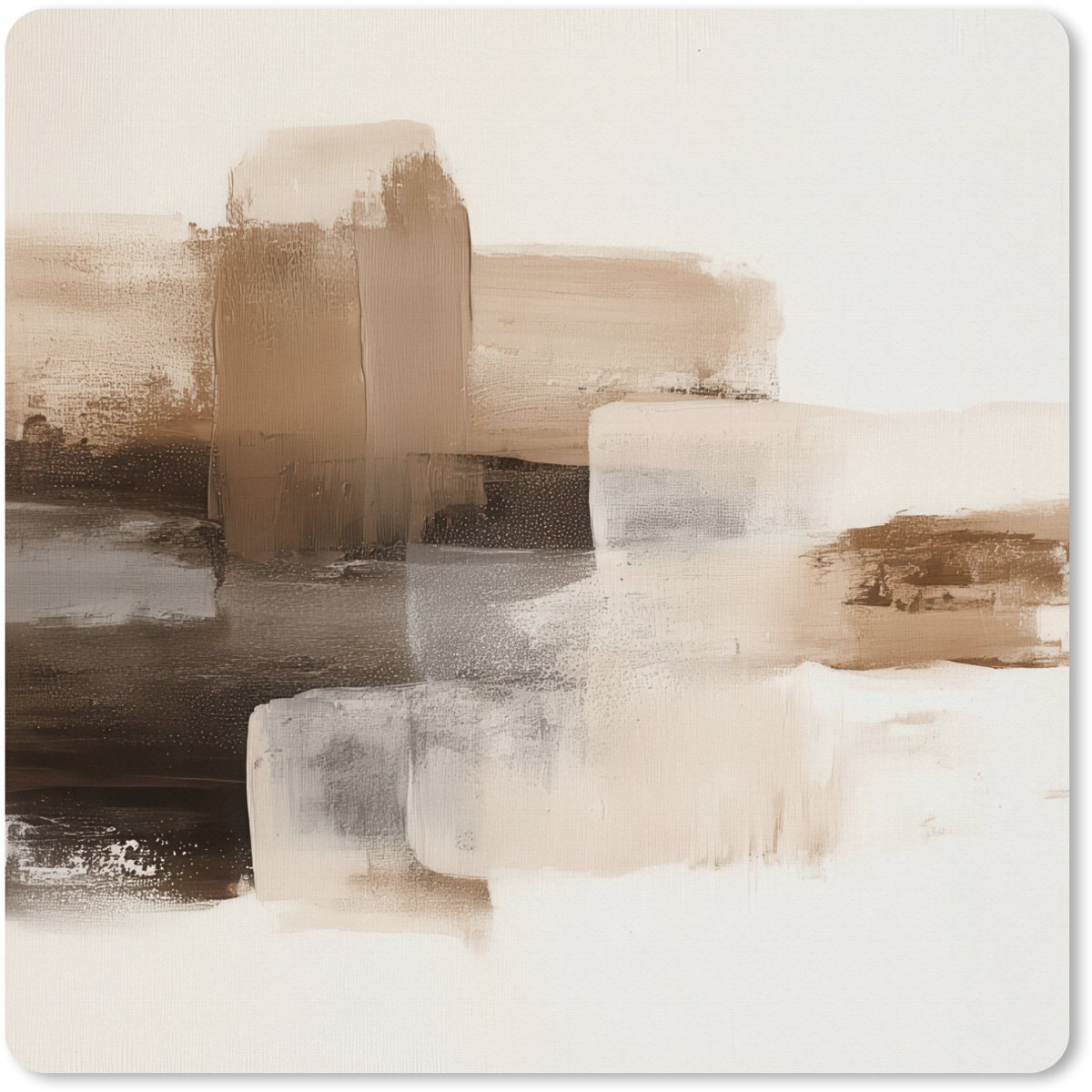 Muismat XXL 50x50 cm - Bureau onderlegger - Bureau mat Penseelstreken - Abstract landschap - Rust - Bureaumat - Gaming mousepad xl - Bureaulegger groot - Computer deskmat