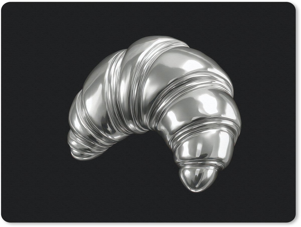 Muismat 23x19 cm - Mousepad Croissant - Metaal - Zilver - Muismatten