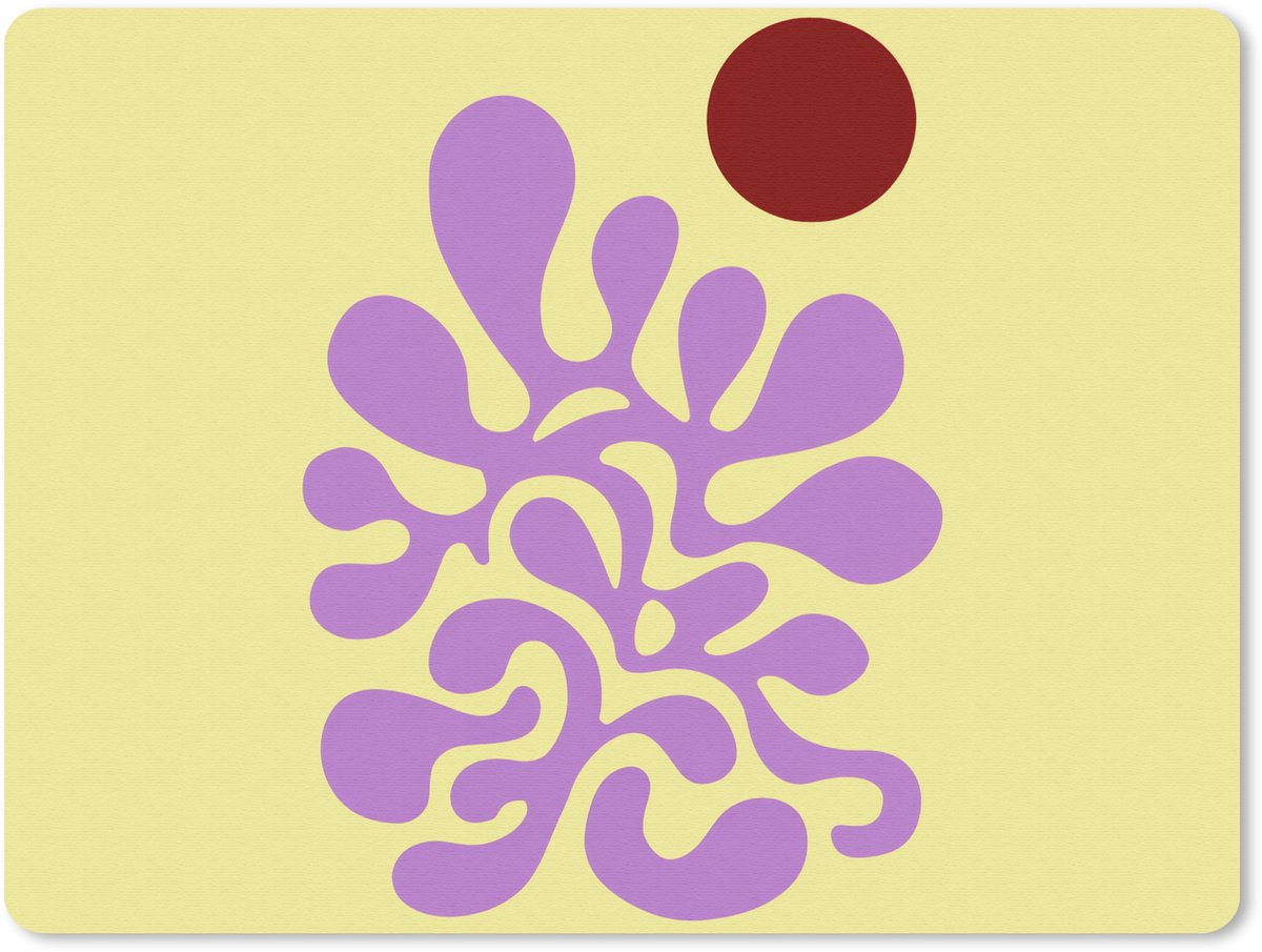 Muismat 23x19 cm - Mousepad Koraal - Cirkel - Abstract - Geel - Muismatten