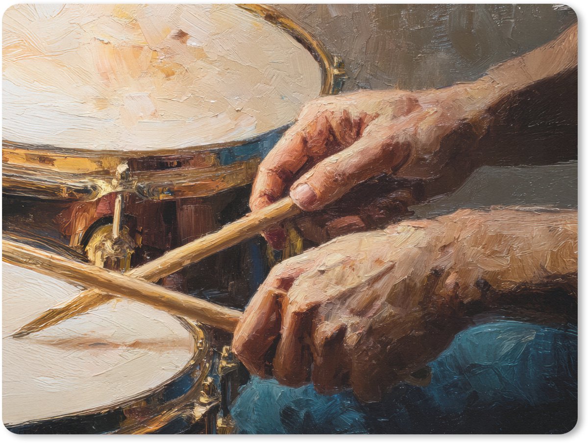 Muismat 23x19 cm - Mousepad Drumstokken - Olieverf - Man - Muismatten