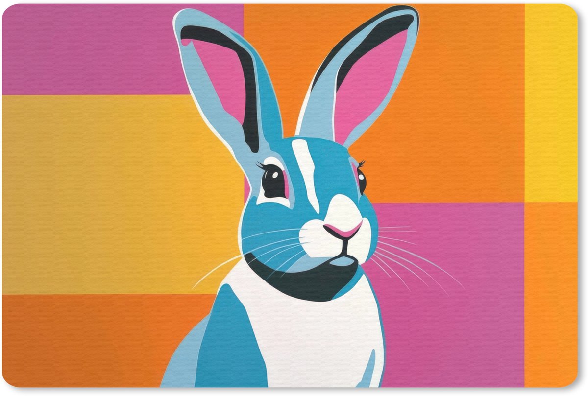 Muismat 27x18 cm - Mousepad Haas - Kleurvakken - Oren - Roze - Muismatten