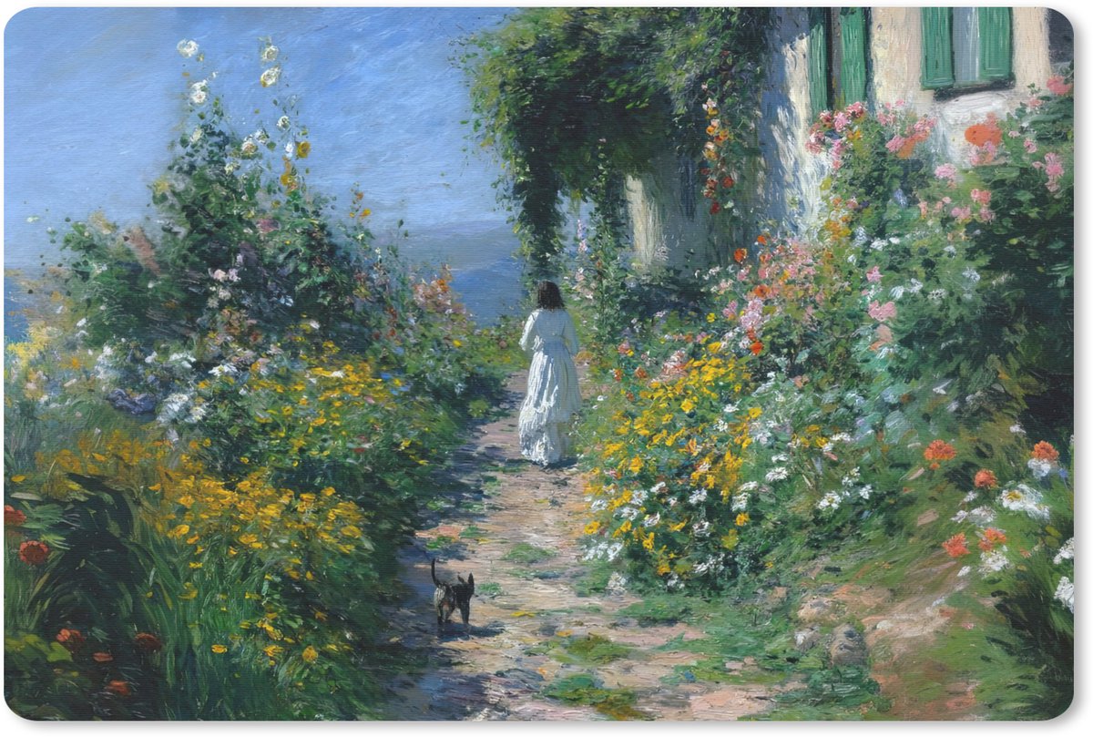 Muismat 27x18 cm - Mousepad Kat - Vrouw - Bloemen - Huis - Muismatten