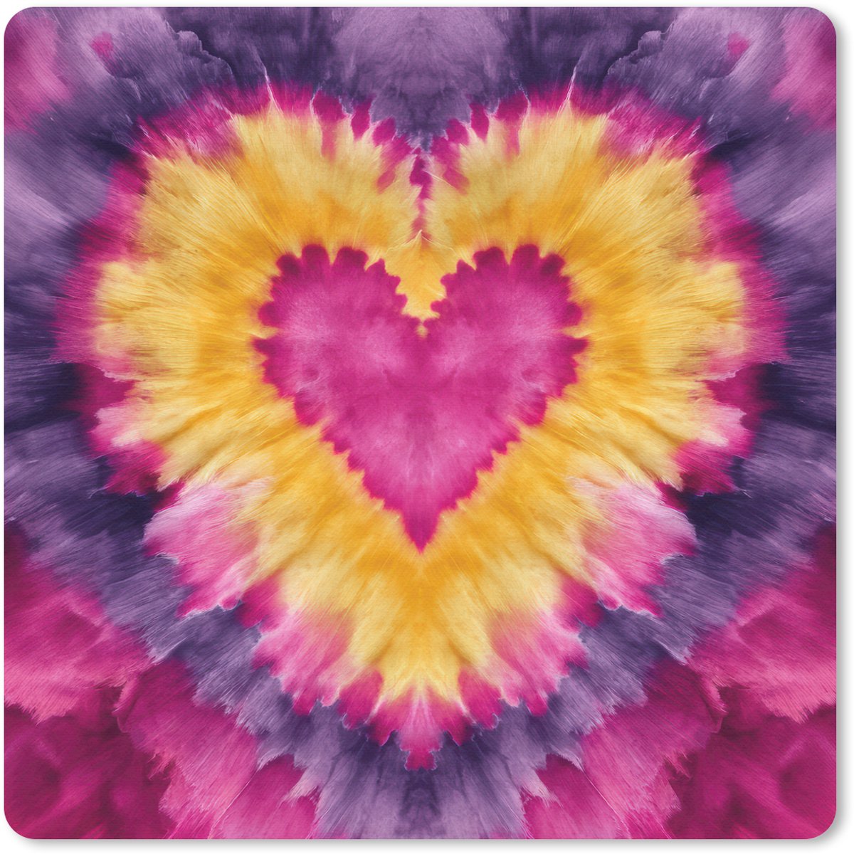 Muismat 20x20 cm - Mousepad Tie dye - Hartvorm - Vlammen - Oranje - Muismatten