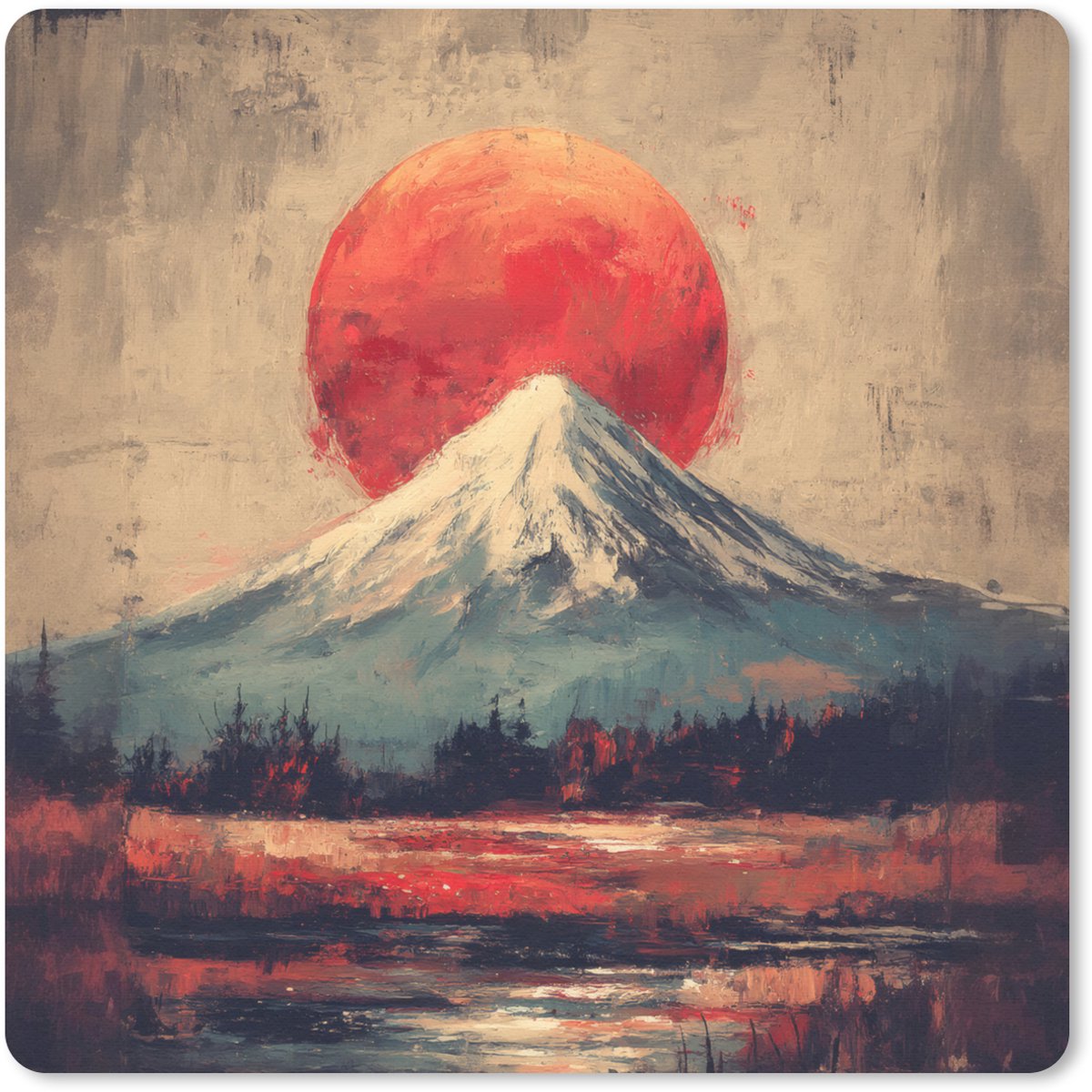 Muismat 20x20 cm - Mousepad Bergtop - Sneeuw - Zon - Muismatten