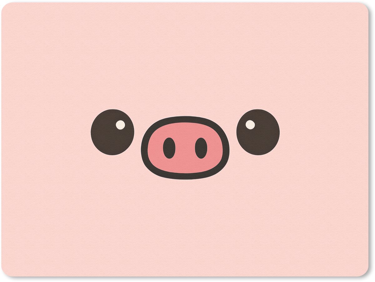Muismat 23x19 cm - Mousepad Varken - Roze - Minimalistisch - Muismatten