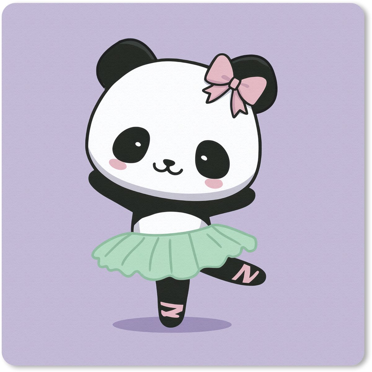 Muismat 30x30 cm - Mousepad Panda - Paars - Sierlijk - Kawaii - Muismatten