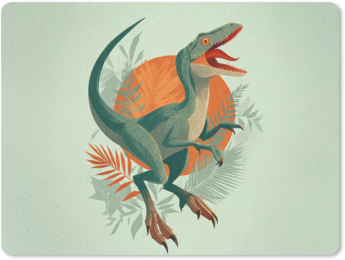 Muismat 23x19 cm - Mousepad Dino - Bladeren - Grafisch - Groen - Muismatten